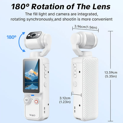 4K Pocket Camera with 180° Rotating Lens, 100MP, 2000mAh Battery & 32GB Card – 1.9" Screen, USB-C Charging, Webcam Function, Mini Compact Cam for Outdoor Sports, Cycling & Vlogging