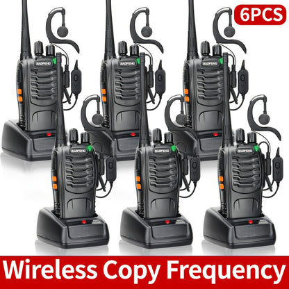 Baofeng Long Range Walkie Talkies for Adults with Earpieces 16 Channel Rechargeable Two Way Radio VOX Flashlight for Camping Hiking Skiing Cruise Family Adventure Available in 1 2 4 6 8 10 Pack