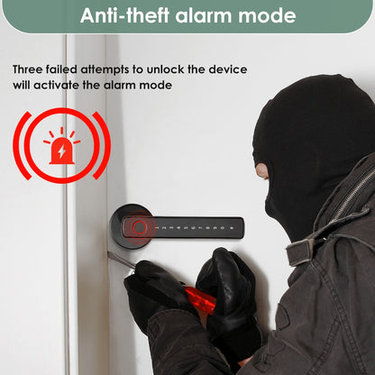 Aluminum Alloy Smart Door Handle Lock 4-in-1 with Fingerprint, Password, App & Key, Left & Right Hand Compatible, Heavy-Duty Keyless Entry Electronic Handle for Apartment Hotel Bedroom Interior Door