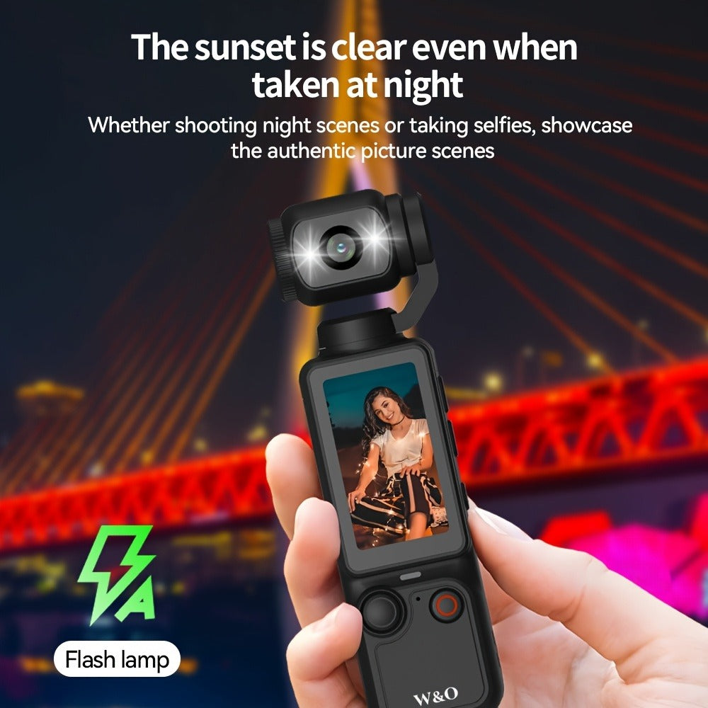 4K Pocket Camera with 180° Rotating Lens, 100MP, 2000mAh Battery & 32GB Card – 1.9" Screen, USB-C Charging, Webcam Function, Mini Compact Cam for Outdoor Sports, Cycling & Vlogging