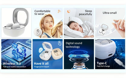 MSHUKCOE Ultra Thin Sleep Earbuds Low Latency Sleep Game Mode, Dual Noise Reduction 6D Bass HiFi Invisible In-Ear Wireless Earphones Ultra Long Battery Life, Birthday Gift