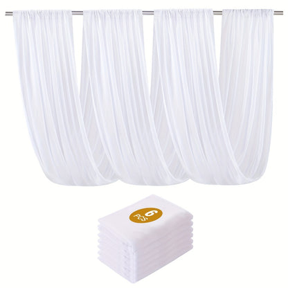 6-Pack Chiffon Ceiling Drapes for Wedding 63x118in - Sheer Polyester Backdrop Curtains with Rod Pockets for Wedding Arch, Party Stage, Photography, Ceremony & Event Decoration Swag