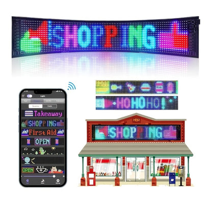 Programmable Flexible LED Matrix Panel Sign, App & Radio Controlled, Dynamic Scrolling Text Pattern & Animation, LED Screen Light for Auto Shop Bar Hotel Concert Party Indoor Decoration