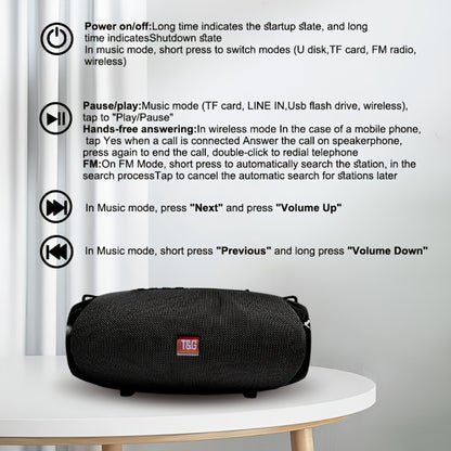 TG534 Dual Speaker Bluetooth Wireless Speaker – TWS Stereo Hi-Res Audio, Hands-Free Calling, FM Radio, TF Card & USB Drive Support, Compatible with Phone, Tablet & TV, Built-in Microphone