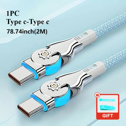 90 Degree USB-C Cable 65W Fast Charging with LED Light 6.56ft – Left Right Angle Double Elbow Type-C Data Cable for Samsung Galaxy S24 S23 Xiaomi Huawei Android Gaming Car Desk Setup