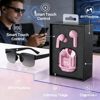 AI Translation Smart Glasses + Pink Sports Earphones