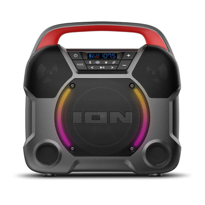 ION Audio Pathfinder Go 65W Portable Bluetooth Speaker, 3-Speaker System 6.5" Woofer + Tweeters, 15-Hour Battery, LED Lights, FM Radio, Wireless Stereo-Link, USB Playback & Charge, App Control for Outdoor Camping Beach Party