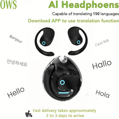 144-Language AI Real-Time Translation Earbuds, Two-Way Interpreter Earphones USB & Battery Rechargeable with Carrying Pouch, for Travel Business Shopping Learning Language Study