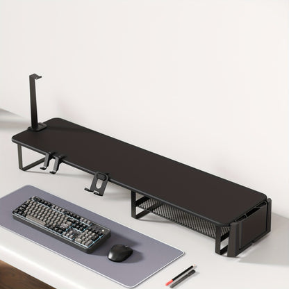 Monitor Stand Organizer with Headset Holder Phone Stand & Game Controller Holder, Versatile Desktop Riser for Computer Monitor Laptop, Gaming & Home Office Desk Organizer
