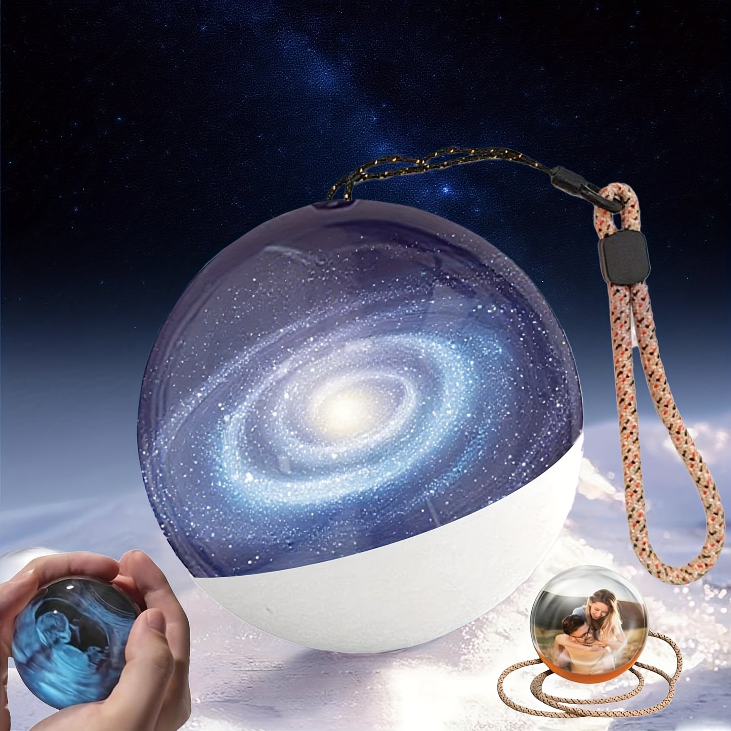 Crystal Ball Video Player Gift 2.7 Inch LED Light-Up Digital Sphere - Upload Your Own Videos & Photos, Personalized Keepsake for Anniversary Birthday Wedding Valentine Christmas, 3 Colors