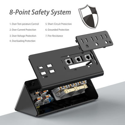 Desk Edge Mount Power Strip 7-in-1 with PD 20W USB-C Fast Charging, Screw & Clamp Mount, 5.6ft Extension Cord, Power Indicator Light – Under-Desk Charging Station for Office, Dorm & Hotel