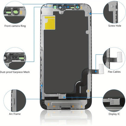 iPhone 11 Screen Replacement Kit LCD Touch Digitizer Assembly 6.1 Inch – DIY Repair Set with Tools Magnetic Screw Mat Tempered Glass Frame Adhesive, Black Display A2111 A2221 A2223 Face ID Compatible