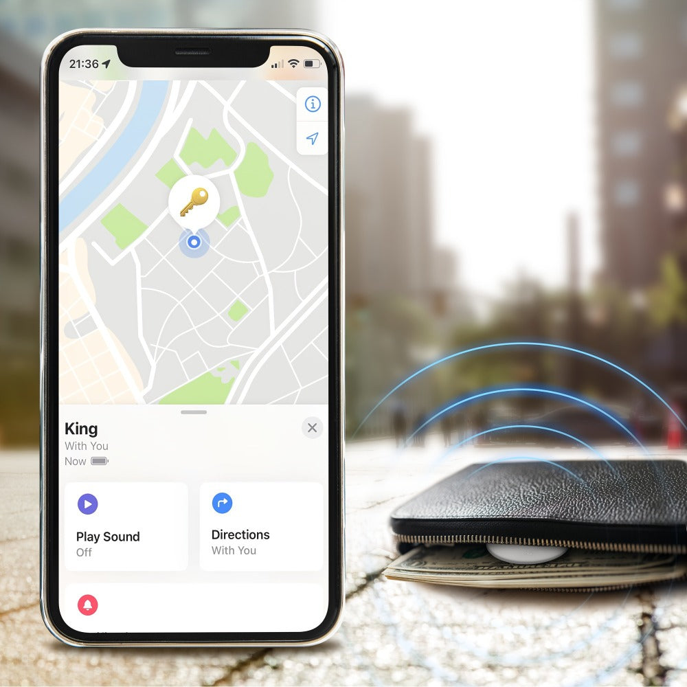 Apple Find My Tracker 2 Pack AirTag-Size Bluetooth Key Finder with Keychain Holder – Anti-Lost Locator for Keys Pets Bags Luggage, 1-Year CR2032 Battery, iOS Smart Tag, Tech Gift for iPhone Users
