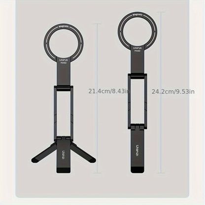 ULANZI MA60 Magnetic Phone Tripod 5-in-1 Foldable Stand Ultra-Slim 0.8cm 14N Dual Magnet 500g Load for Vlogging Content Creation Desktop Handheld Aluminum Alloy