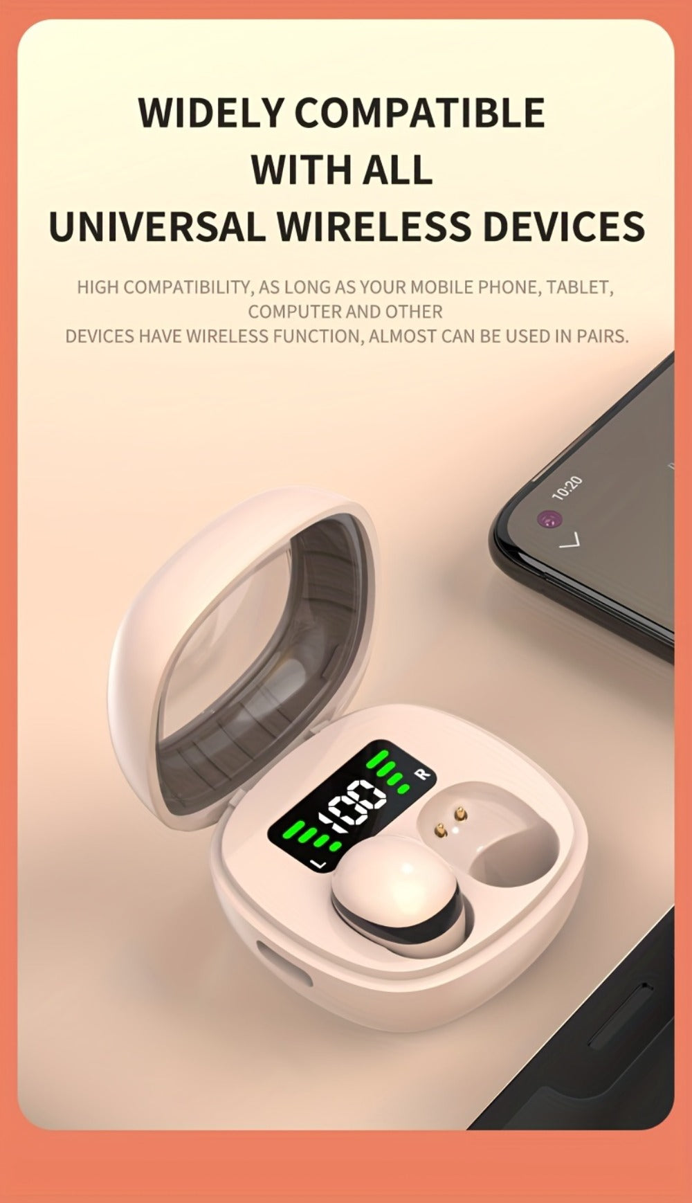 HiFi Touch Control Wireless Earbuds, Ultra-Small In-Ear Headphones with LED Charging Case & Built-In Mic, Stereo Sound, Fitness Running Sleep Work Travel Earphones Compatible with iOS & Android