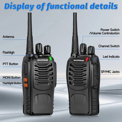 Baofeng Long Range Walkie Talkies for Adults with Earpieces 16 Channel Rechargeable Two Way Radio VOX Flashlight for Camping Hiking Skiing Cruise Family Adventure Available in 1 2 4 6 8 10 Pack