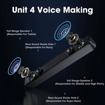 USB Wired Desktop Speaker Bar with 4D Audio Effect & Blue LED - Anti-Magnetic Stereo Sound, 3.5mm AUX Input, Independent Volume Control, for PC Laptop Computer Home Office