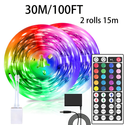 LED Strip Lights RGB 50ft 100ft – Smart Color Changing Light Strip Remote Control Stepless Dimming Music Sync for Bedroom TV Backlight Living Room Stairs Party Christmas Halloween Decor