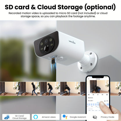 Wansview 2K Solar Outdoor Security Camera, Alexa & Google Home Compatible, Dual Night Vision Color & IR, PIR AI Human Body Detection, IP65 Weatherproof, SD & Cloud Storage – Wire-Free Smart CCTV