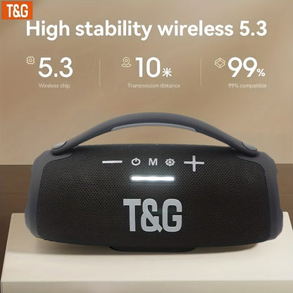 TG418 Bluetooth Wireless Speaker 3000mAh, LED Flash Lights, EQ Settings, Type-C Charging, TF Card USB AUX Compatible, Loud Portable Speaker for Mobile Phones Tablets Computers Outdoor & Home Use