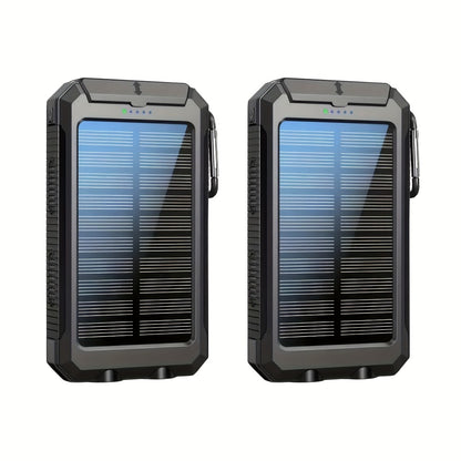 2-Pack Solar Power Bank 20000mAh 40000mAh Portable Dual USB Fast Charging with Built-In LED Flashlight - Emergency Solar Charger for Hiking Camping Outdoor Survival, Compatible with iPhone Android Samsung