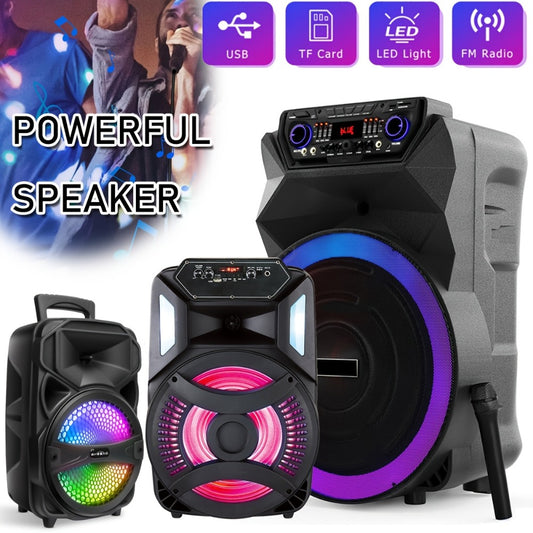 8-Inch Subwoofer Party Speaker 1000W Portable Rechargeable Wireless Bluetooth | Heavy Bass, FM Radio, LED Lights, Remote Control, Built-in Mic, AUX/USB/TF – Outdoor & Indoor Karaoke Boombox