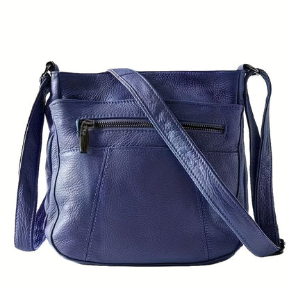Genuine Leather Messenger Bag for Men Women Anti-Theft Zipper Multi-Pocket Shoulder Crossbody Bag Laptop Organizer Spacious Handbag Purse for Work School Travel Daily Commute 8 Colors