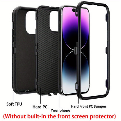 Shockproof Armor iPhone 14 Case Heavy Duty TPU PC Dual Layer Drop Protection Rugged Cover for iPhone 14 Pro Max 14 Plus 14 Pro 14 Wireless Charging Compatible – 3 Colors Black Orange Blue