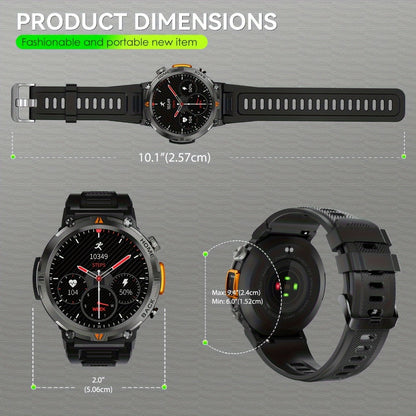 Men's Smartwatch with Bluetooth Calling & Message Notifications, 1.45" HD Touch Screen, IPX8 Waterproof, Step Counter, 300mAh 5-7 Day Battery, Steel & Silicone Strap – Smart Watch Compatible with iPhone & Android