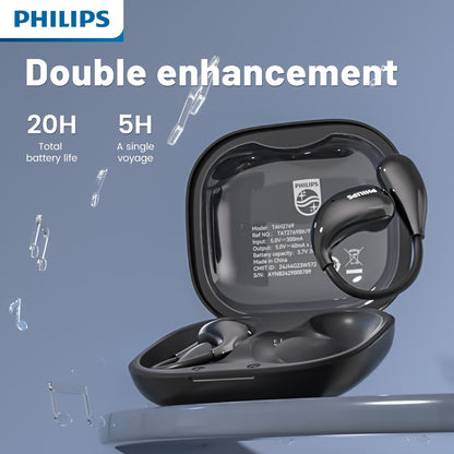 Philips TAT2769 Earhook Running Earbuds Bluetooth 5.4 Noise Cancelling Mic Secure Sport Fit Over-Ear Wireless Headset for Running Sports Gym Black White Blue
