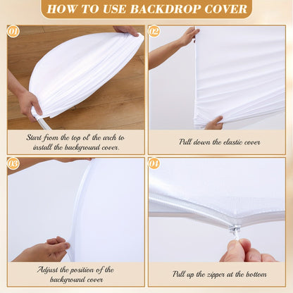 Spandex Arch Backdrop 2 Pack 6Ft x 6.6Ft Wrinkle-Free Stretch Photography Background with Bottom Zipper, Polyester Arched Cover Photo Prop for Wedding, Party, Gender Reveal & Birthday Decoration