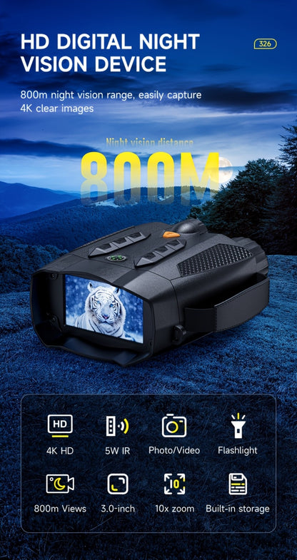 Night Vision Goggles with Built-In 3W IR Illuminator | 200MP HD, 10X Digital Zoom, 5W IR Light, 6-Hour Battery | Hands-Free Wearable for Hunting, Survival, Wildlife & Nighttime Outdoor Adventures