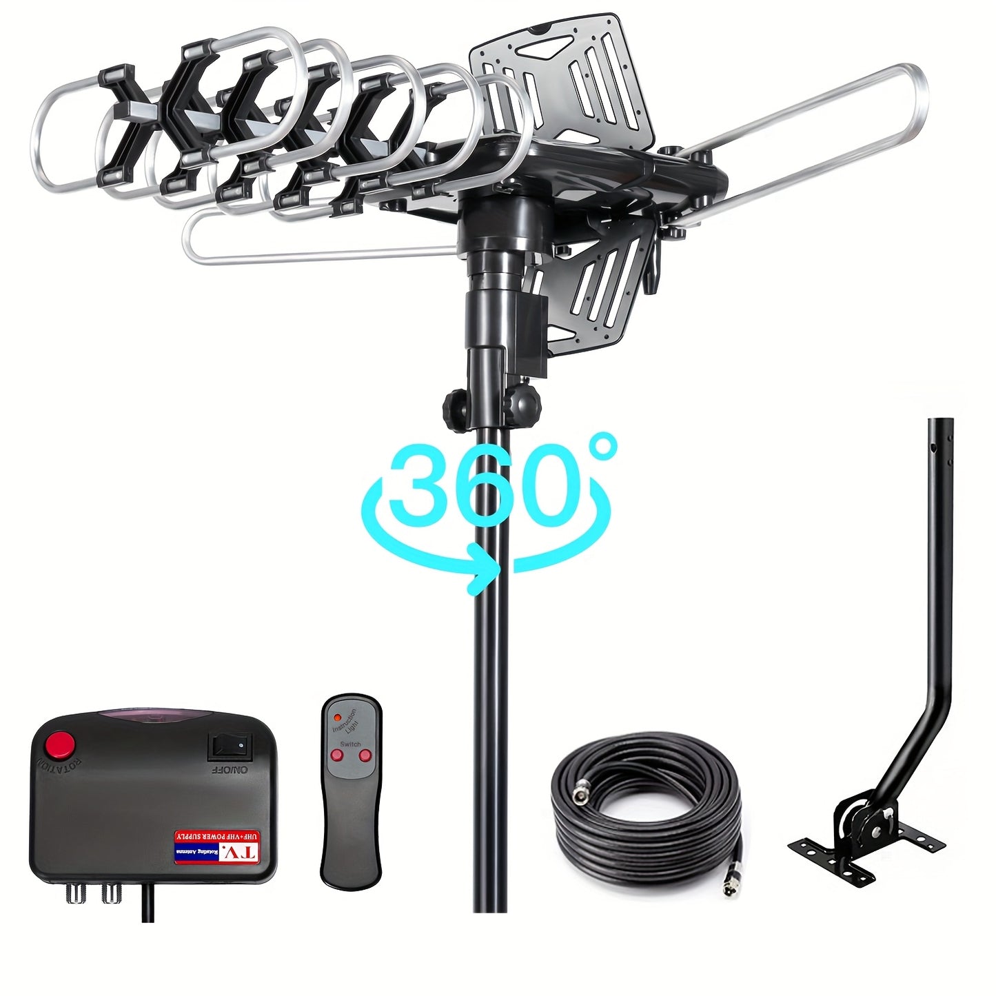 Dual TV Splitter Outdoor Antenna 150 Mile Range – 2026 Smart Digital HDTV, 2 TVs Simultaneously, RG6 Coaxial Cable & Mounting Bracket Included, Attic Rooftop
