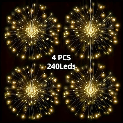 Solar Starburst Lantern Fairy Lights Outdoor 5 Pack 450 LED - Remote & Timer, 8 Modes, Adjustable Brightness, Pure Copper Wire, Waterproof for Yard, Garden, Patio, Wedding & Christmas Decor