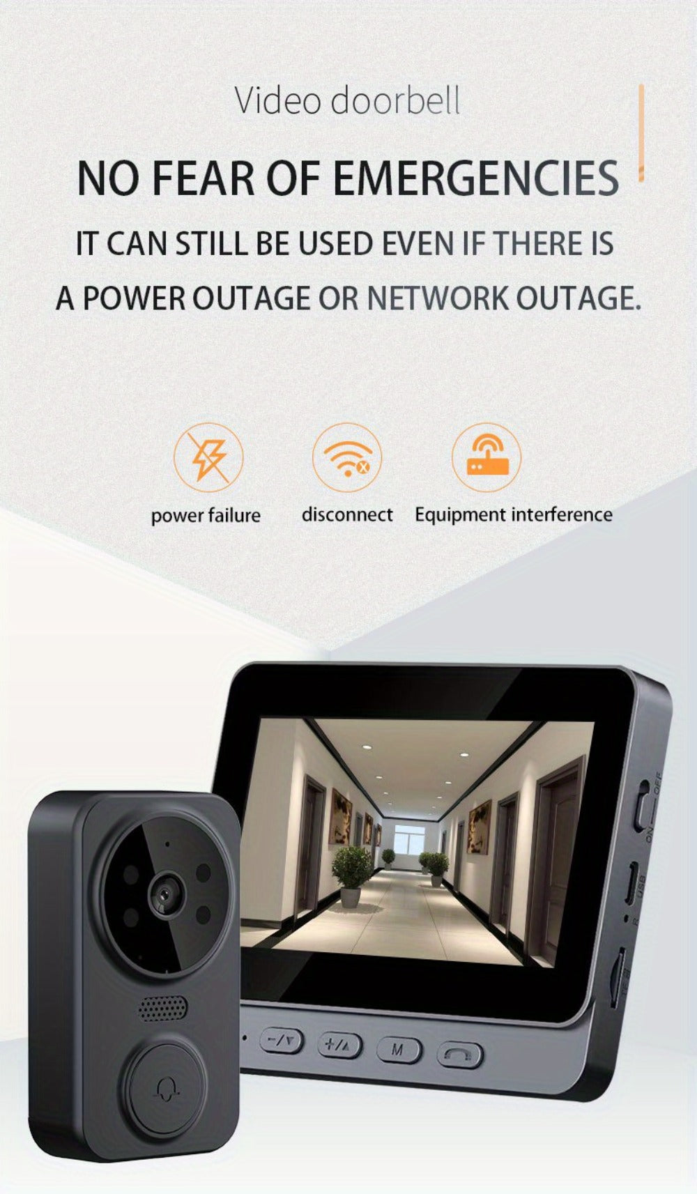 Wireless Video Doorbell Camera No WiFi No App Required 4.3-inch IPS Monitor 960P Night Vision Two-Way Audio Long Battery Life SD Card Storage No Subscription Wall-Mounted Home Security