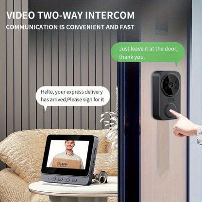 Wireless Video Doorbell Camera No WiFi No App Required 4.3-inch IPS Monitor 960P Night Vision Two-Way Audio Long Battery Life SD Card Storage No Subscription Wall-Mounted Home Security