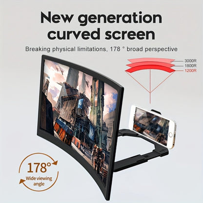 Screen Magnifier for Phone 12 Inch HD Curved Lens – 1:1 No-Distortion Enlarger, Foldable Portable Stand, Eye Protection for Movies Video Calls, Universal Smartphone Amplifier, Gift for Seniors Students