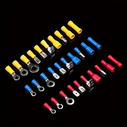 480PCS Wire Terminals Kit – Insulated Crimp Connectors Set with Butt, Ring, Spade & Fork Terminals for Automotive, Marine & Electrical Wiring Projects