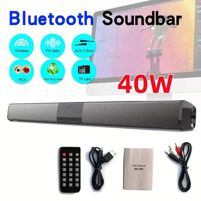 Soundbar with Subwoofer Wireless Surround Sound System 4 Speaker Home Theater Bluetooth 5.0 ARC Optical AUX Remote Control Night Mode EQ Modes TV Speaker