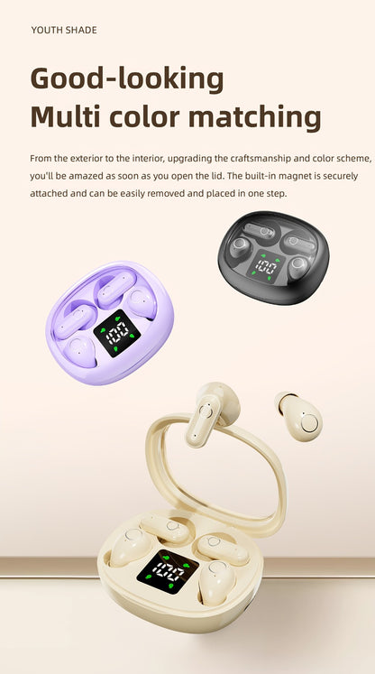 Sleep Mini Earbuds 2 Pairs Wireless Bluetooth In-Ear Headphones Long Battery Life HD Calling 3 Colors Sport Use Single Compartment Case All Seasons
