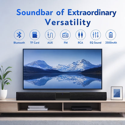 Deep Bass Soundbar with Subwoofer for Smart TV – 22" Wireless Bluetooth 5.0 Surround Sound System, TF/AUX/RCA/TWS, Home Theater Speaker for PC, Gaming, Projector, Studio, Live & Stage