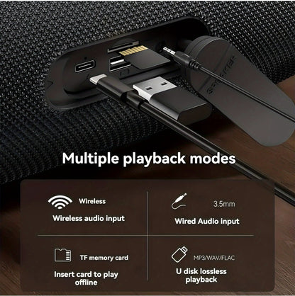 TG418 Bluetooth Wireless Speaker 3000mAh, LED Flash Lights, EQ Settings, Type-C Charging, TF Card USB AUX Compatible, Loud Portable Speaker for Mobile Phones Tablets Computers Outdoor & Home Use
