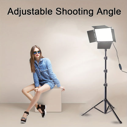 LED Fill Light Kit Studio Photography Lighting Set 10-Inch Square Dimmable 3 Color Modes with 51-Inch Adjustable Tripod 4pcs Baffles for Video Recording Live Streaming Selfie Conference Photo Studio