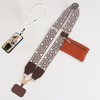Phone Lanyard Crossbody Strap with Zipper Pouch & Beaded Charm Adjustable Hands-Free Cell Phone Shoulder Strap – Universal Fit for Most Smartphones Women Teens Travel Daily