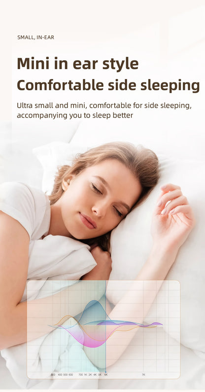 Sleep Mini Earbuds 2 Pairs Wireless Bluetooth In-Ear Headphones Long Battery Life HD Calling 3 Colors Sport Use Single Compartment Case All Seasons