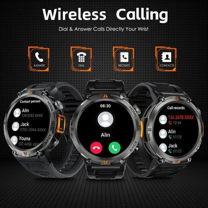 Men's Smartwatch with Bluetooth Calling & Message Notifications, 1.45" HD Touch Screen, IPX8 Waterproof, Step Counter, 300mAh 5-7 Day Battery, Steel & Silicone Strap – Smart Watch Compatible with iPhone & Android