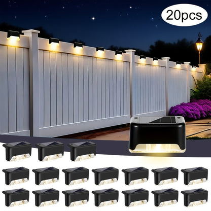 Solar Deck Lights Outdoor 20/30 Pack IP44 Waterproof Warm White LED Step Lights for Stairs Fence Patio Garden Pathway Courtyard Landscape Decoration - Black White Brown Available
