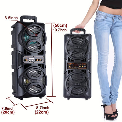 Portable Wireless PA Speaker System Dual 6.5" Subwoofer 3000W Bluetooth TWS Karaoke Outdoor Party Speaker with Microphone LED Light AUX USB FM Remote Control