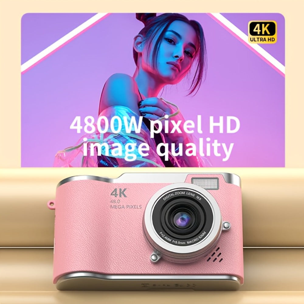 4K HD Digital Camera 2.4-Inch Flip Screen for Beginners Vlogging Photography Video Recording Compact Point and Shoot Camera Perfect Christmas Thanksgiving Gift for Kids Teens Adults