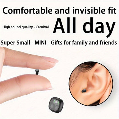HiFi Touch Control Wireless Earbuds, Ultra-Small In-Ear Headphones with LED Charging Case & Built-In Mic, Stereo Sound, Fitness Running Sleep Work Travel Earphones Compatible with iOS & Android